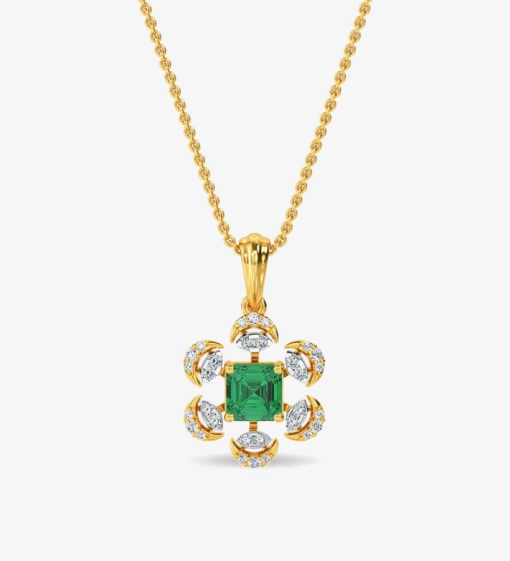 Esra Floral Diamond Pendant Set White Gold