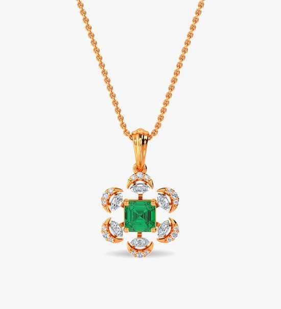 Esra Floral Diamond Pendant Set White Gold