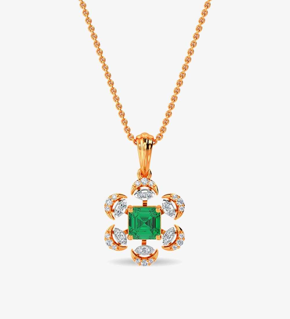 Esra Floral Diamond Pendant Set White Gold