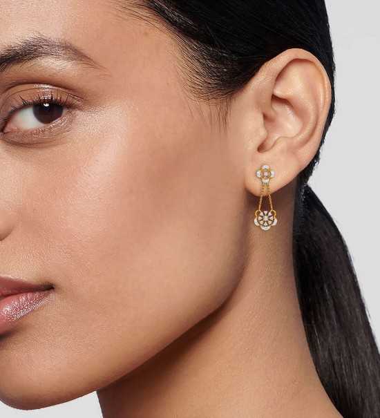 Diamond Yellow Gold 22kt Dangle Earring