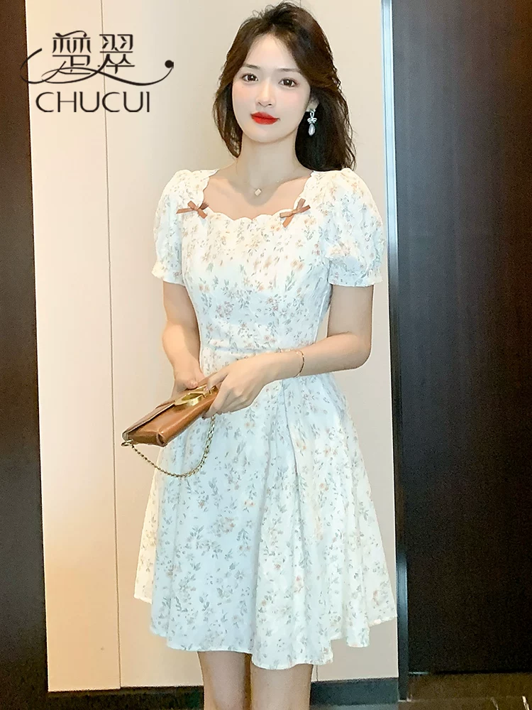 法式茶歇碎花连衣裙子女士夏季时尚小个子气质小清新短裙2026新款 - Image 5