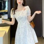 法式茶歇碎花连衣裙子女士夏季时尚小个子气质小清新短裙2026新款