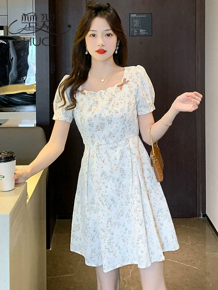 法式茶歇碎花连衣裙子女士夏季时尚小个子气质小清新短裙2026新款 - Image 3