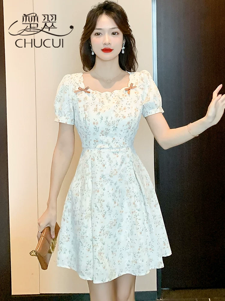 法式茶歇碎花连衣裙子女士夏季时尚小个子气质小清新短裙2026新款 - Image 4