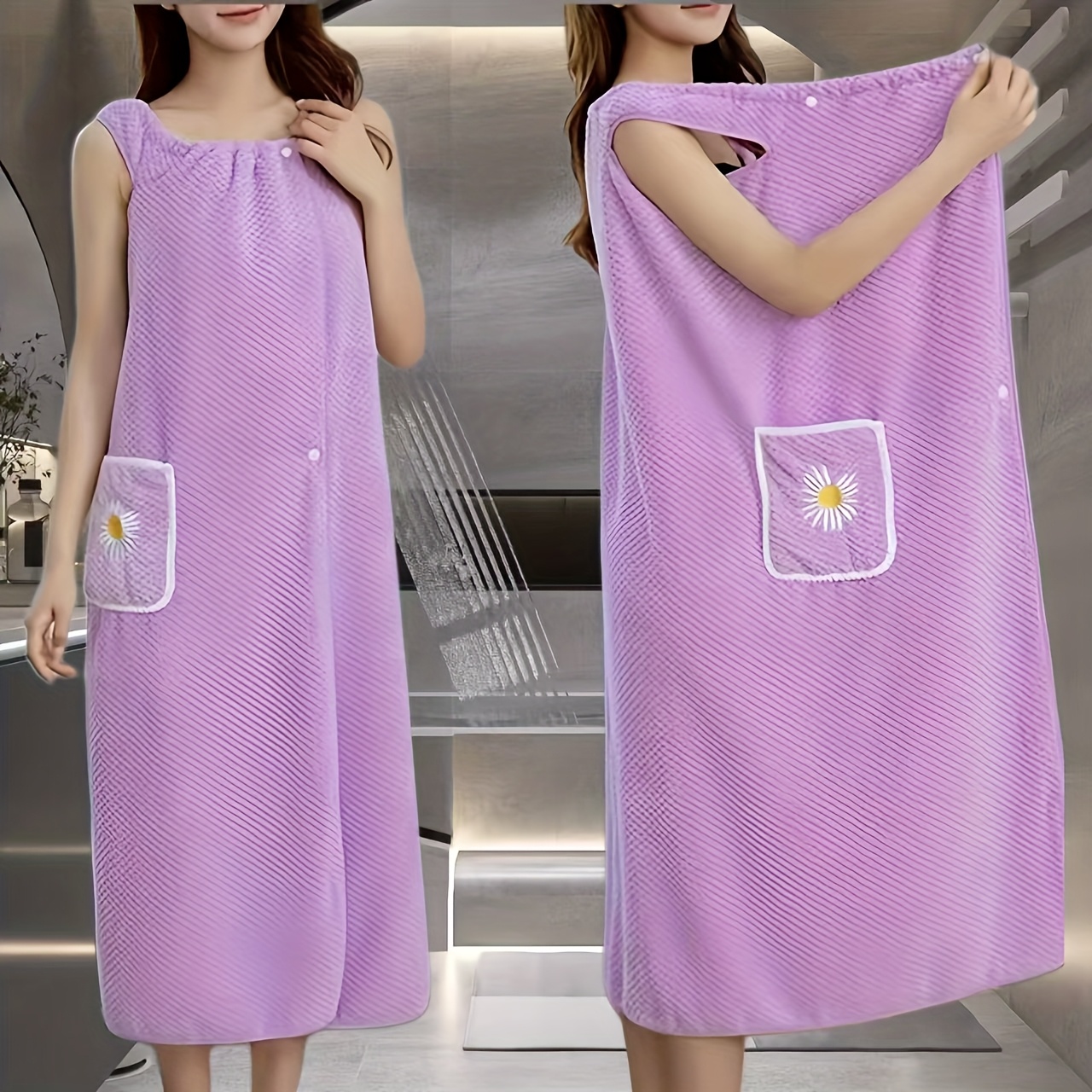 Ultra-Soft Sleeveless Bathrobe with Stylish Pocket Quick-Dry Comfort Gift - Image 7