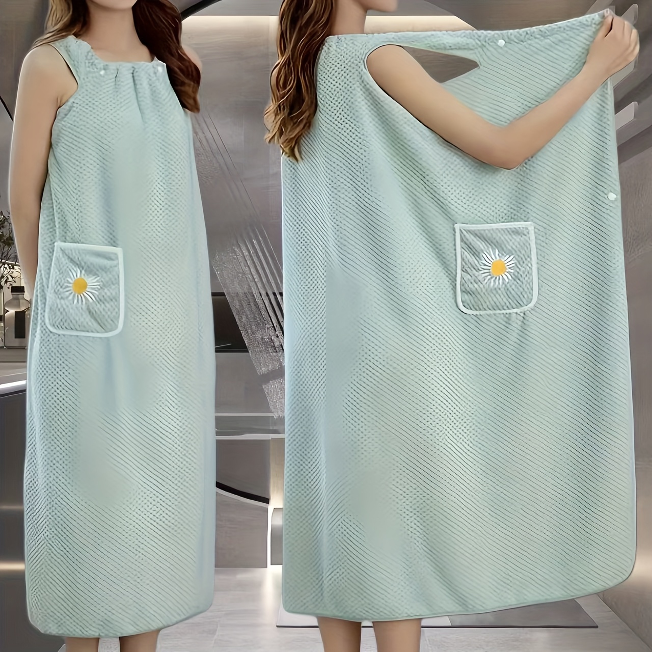 Ultra-Soft Sleeveless Bathrobe with Stylish Pocket Quick-Dry Comfort Gift