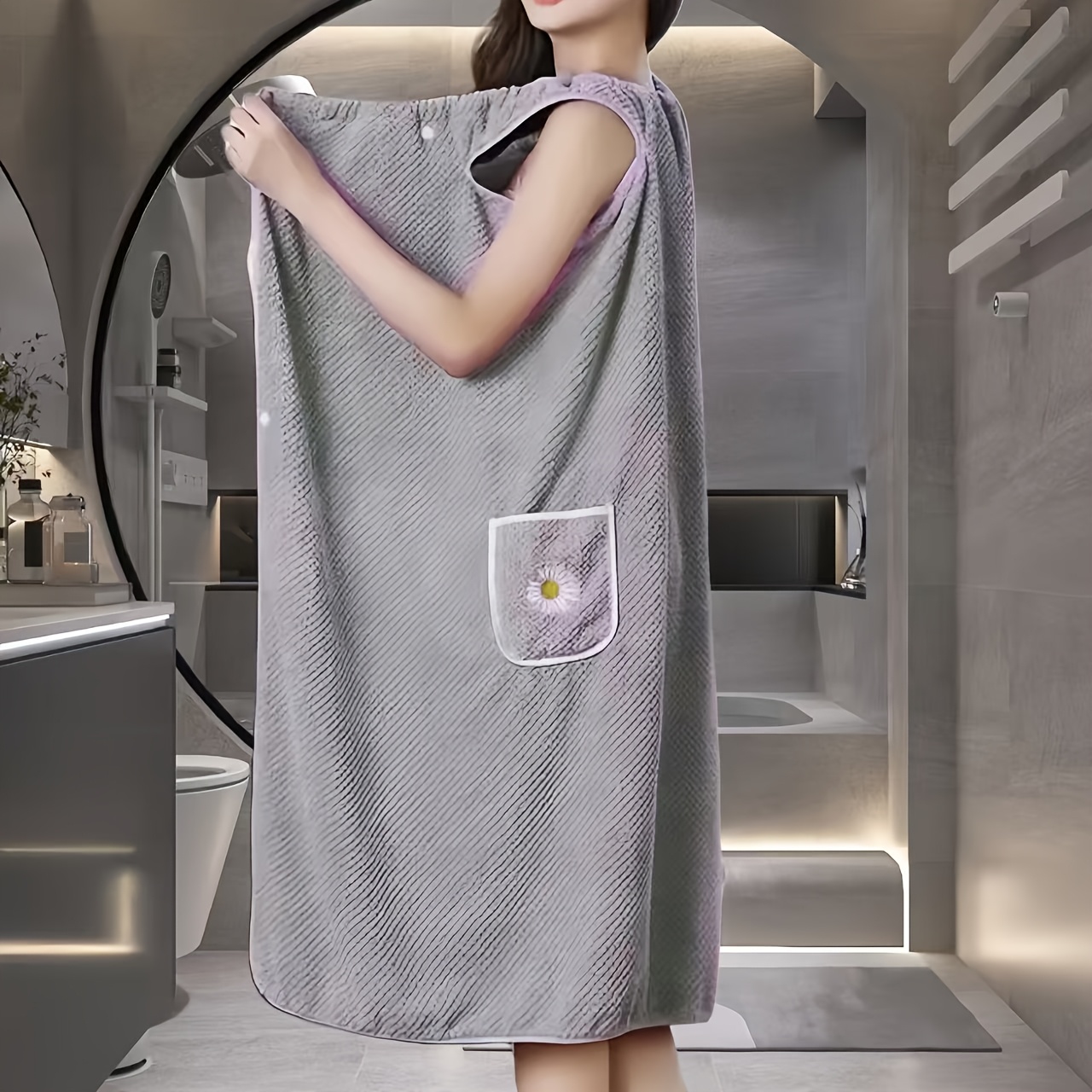 Ultra-Soft Sleeveless Bathrobe with Stylish Pocket Quick-Dry Comfort Gift - Image 5