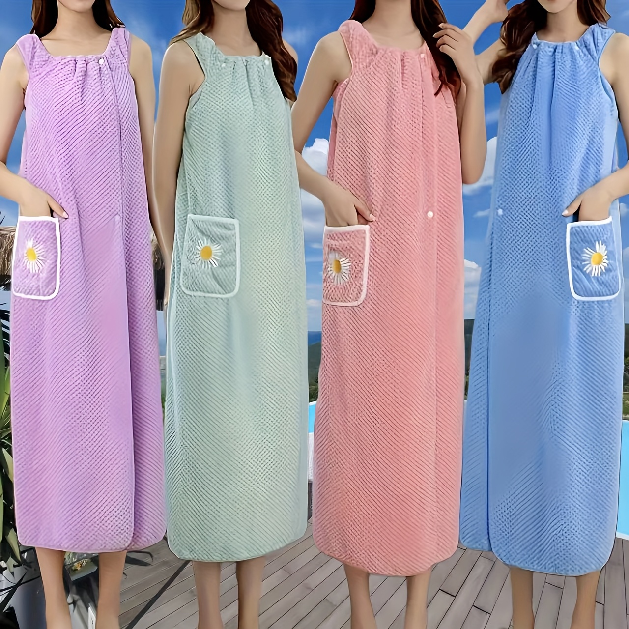 Ultra-Soft Sleeveless Bathrobe with Stylish Pocket Quick-Dry Comfort Gift - Image 11
